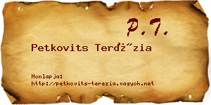 Petkovits Terézia névjegykártya